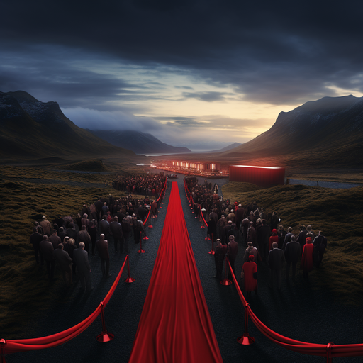 חובבי קולנוע מתאספים באירוע שטיח אדום במהלך אחד מפסטיבלי הסרטים היוקרתיים של איסלנד.