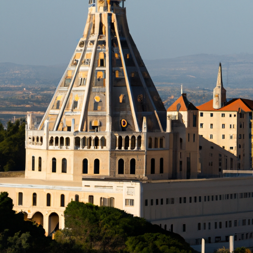 An awe-inspiring image of the Basilica of the Annunciation, a significant religious site in Nazareth.